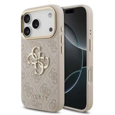 Guess Pu Leather 4G Metal Logo Gold Frame tok, iPhone 18 Pro - rózsaszín tok és táska