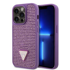 Guess Rhinestones Triangle Metal Logo tok iPhone 15 Pro készülékhez lila tok és táska