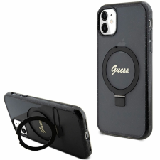 Guess Ring Stand Script Glitter MagSafe tok iPhone 11 / Xr telefonhoz - fekete tok és táska