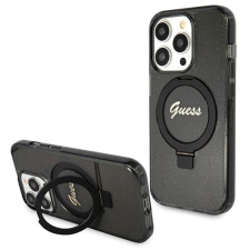 Guess Ring Stand Script Glitter MagSafe tok iPhone 14 Pro Max - fekete tok és táska