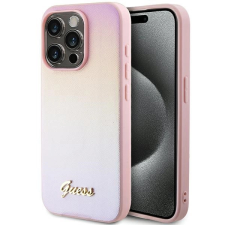 Guess Saffiano irizáló script tok iPhone 14 Pro Max - rózsaszín tok és táska