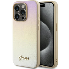 Guess Saffiano irizáló script tok iPhone 15 Pro - arany tok és táska