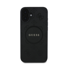 Guess Saffiano Peony Stamp Apple iPhone 16 Magsafe kompatibilis hátlap tok, fekete tok és táska