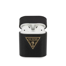 Guess Saffiano Silicone Apple Airpods 1/2 tok - Fekete (GUACA2VSATMLBK) fülhallgató, fejhallgató tok