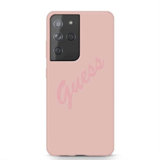 Guess Samsung S21 Ultra GUESS GUHCS21LLSVSPI Liquid Silicon Hátlap - Rózsaszín tok és táska