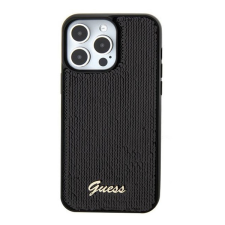 Guess Sequin Script Metal Apple iPhone 15 hátlap tok, fekete tok és táska