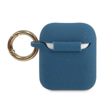 Guess Silicone Glitter Apple AirPods 1/2 tok, kék fülhallgató, fejhallgató tok