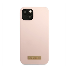 Guess Silicone Metal Logo MagSafe Apple iPhone 13 hátlap tok, rózsaszín tok és táska