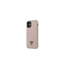 Guess Silicone Metal Triangle Apple iPhone 12 mini hátlap tok, világos rózsaszín tok és táska