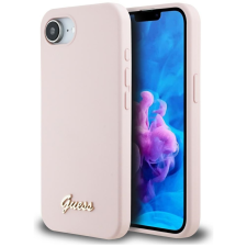 Guess Silicone Script Metal Logo Apple iPhone 16e MagSafe szilikon tok, rózsaszín tok és táska