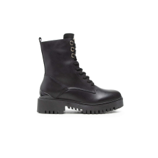 Guess Találd ki, női bőrcsizma fémes logóval Fekete 38 EU