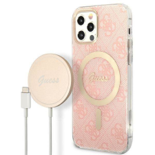 Guess tok+ töltő iPhone 12/12 Pro rózsaszín 4G Print MagSafe keménytok tok és táska