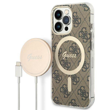 Guess tok+ töltő iPhone 13 Pro barna 4G Print MagSafe keménytok tok és táska