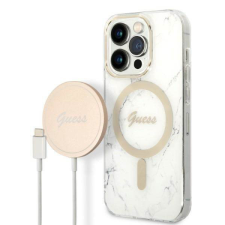 Guess tok+ töltő iPhone 14 Pro 6,1" fehér Márvány MagSafe keménytok tok és táska