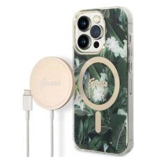 Guess tok+ töltő iPhone 14 Pro 6,1" zöld Dzsungel MagSafe keménytok tok és táska