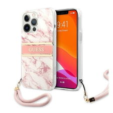 Guess TPU Marble Stripe Apple iPhone 13 Pro hátlap tok, rózsaszín tok és táska