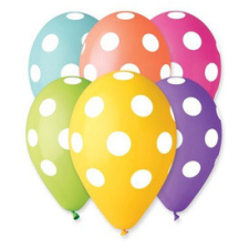  Gumi lufi, pasztel, pöttyös, 10 db /csomag 30 cm party kellék