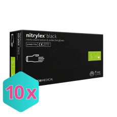  Gumikesztyű Mercator Nitrylex nitril PÚDER NÉLKÜLI, FEKETE "S" 100db/doboz KARTON 10X100 db