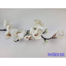  Gumis magnólia ág 7 fejes 95cm - Krém dekorációs kellék
