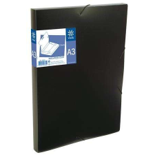  Gumis mappa, 30 mm, PP, A3, VIQUEL "Essentiel", fekete mappa