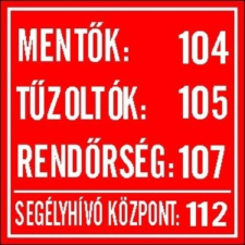 GUNGL DEKOR Matrica Mentő tűzoltó hívószámok piros "B" információs címke