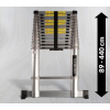 guteleiter 4,4 m magas, profi teleszkópos alumínium létra alumínium fokokkal, 89 cm-re összecsukható. Ipari kivitel, széles támasztólábbal és levegős ujjbecsípődés elleni védelemmel!