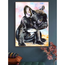 Gyémántszemes kirakó 30 x 40 cm - Kölyök francia buldog kreatív és készségfejlesztő