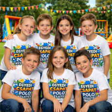  Gyerek csapatpóló készítés - Egyedi felirattal, logóval