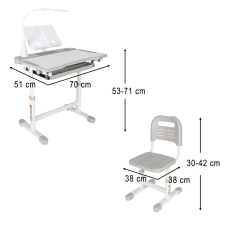  Gyerek íróasztal székkel és lámpával - szürke gyermekbútor