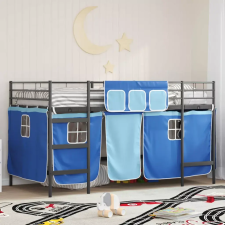  Gyerek Loft Ágykeret Függönyökkel Fekete és Kék 90 x 200 cm ágy és ágykellék