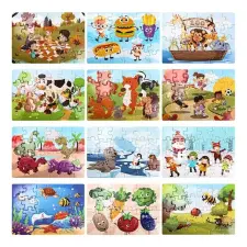  Gyerek puzzle szett – 12 darabos, 24 részes képekkel – HY1905354 puzzle, kirakós