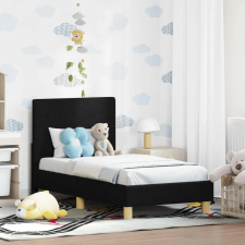 Gyerekágy keret fejtámlával Fekete 70 x 140 cm szövet gyermekbútor