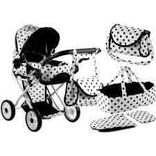 gyerekjátékok Fekete-fehér pöttyös babakocsi+táska+ágynemű 3819 játék babakocsi