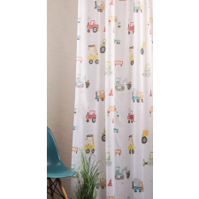 Gyerekmintás Autós fehér voila kész függöny markoló, traktor 160x330cm lakástextília