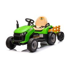 Gyermek elektromos traktor pótkocsival 90W zöld elektromos járgány