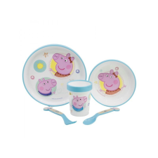 Gyermek műanyag edények Peppa Pig (tányér, tál, pohár, evőeszköz), 41205 babaétkészlet