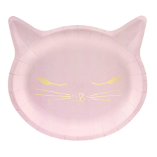 Gyertya &amp; Decor Papír tányér cica fej formájú rózsaszín tányér party kellék