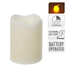 Gyertya LED-es láng effekttel ivory D7cm M9cm dekorációs kellék