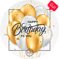 Gyertyakovács Fehér és arany lufis Happy Birthday tortaostya sütés és főzés