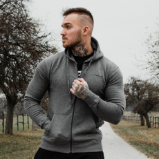 GymBeam Zipper Hoodie Grey Black pulcsi XXL