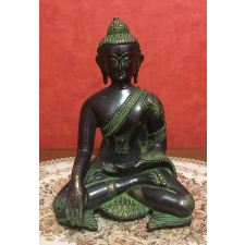  Gyógyító Buddha réz szobor, fekete-zöld - 28 cm kerti dekoráció