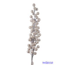  Gyöngyházas bogyós ág 54cm - Fehér dekorációs kellék