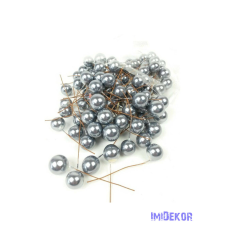  Gyöngyházas drótos 1,5cm bogyó kb 75db/csomag - Grafit dekorációs kellék