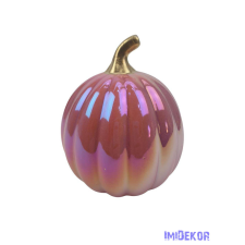  Gyöngyházas kerámia tök - Mályva arany csumával dekorációs kellék