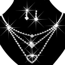  Gyönyörűen csillogó többsoros nyaklánc és fülbevaló szett ékszer szett