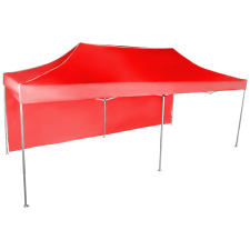  Gyorsan összecsukható sátor 3x6 m - alumínium, Piros, 1 oldalfal sátor