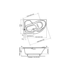  H2O Fortuna aszimmetrikus kád 150x100 balos kád, zuhanykabin