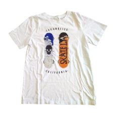  H&M fehér flitteres deszkás fiú póló (méret: 146/152)