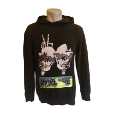  H&amp;M fekete koponyás férfi sport pulóver (méret: S) férfi pulóver, kardigán