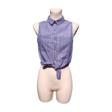  H&amp;M világoskék csíkos rövid blúz (méret: 38/M) blúz